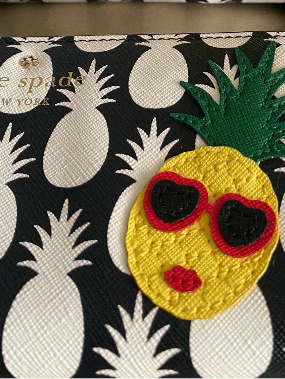 RARE Kate Spade Pineapple Print Wallet Aloha Hawaii Applique NO BAG